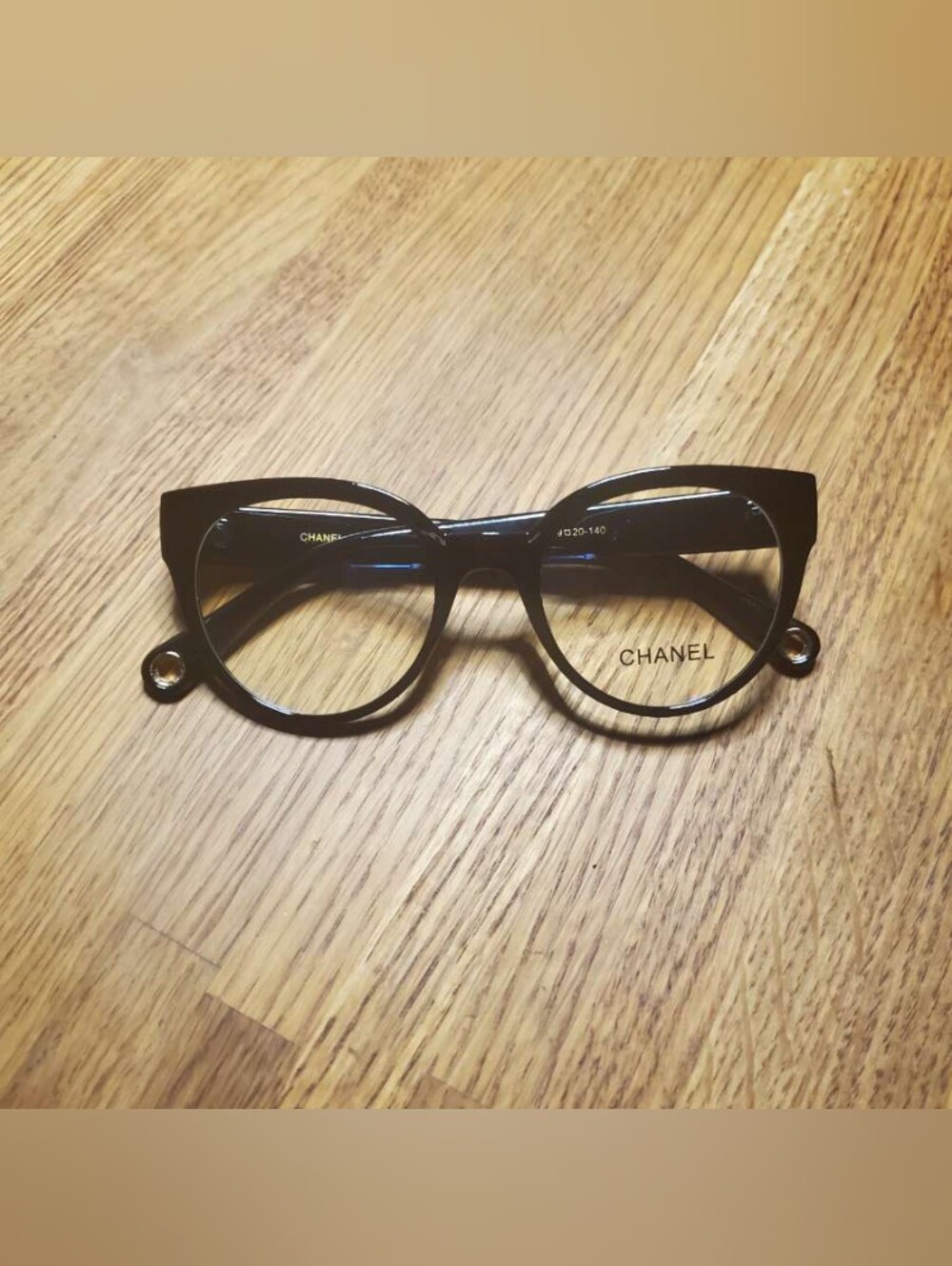 CHANEL Black Round-Cat Eye Glasses